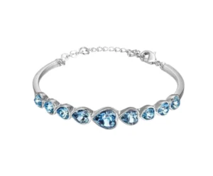 Bracelet, Silver Toned Heart Crystal, Yellow Chimes