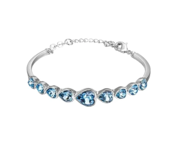 Bracelet, Silver Toned Heart Crystal, Yellow Chimes