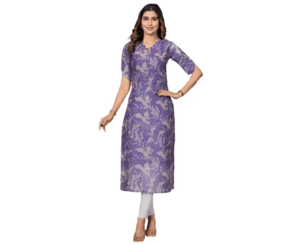 Chanderi Stitched Printed Kurti, Sun Fashion