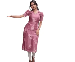 Chanderi Stitched Printed Straight Line Kurti, 24 Carat Suit