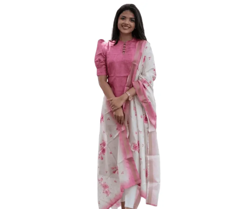 Sun Fashion And Lifestyle Women's Chanderi Stitched Printed Long