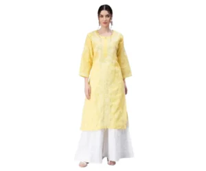 Chikankari Cotton Kurti Lucknowi Seva Chikan, Hand Embroidered