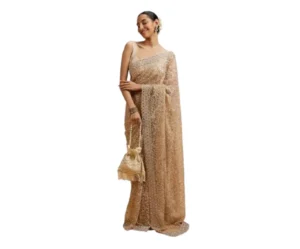 Embellished Bel Buti Saree with Unstitched Blouse, MOHEY
