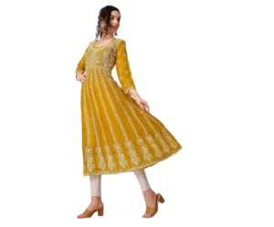 Georgette, Anarkali Chikankari Kurti, Embroidered, EthnicJunction