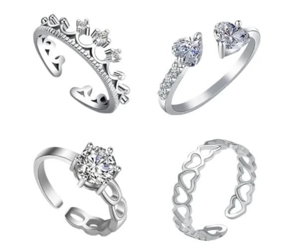 Rings Combo for Women, Om Jewells, Silver Rhodium Plated