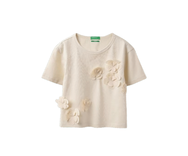 Boxy Fit Round Neck Applique T-Shirt