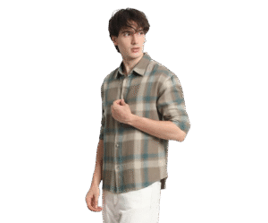Men's Brown Checked Relaxed Fit Cotton Casual Shirt