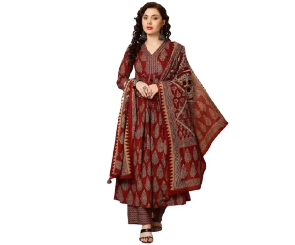 Women Printed Kurta and Pant Set with Dupatta, KLOSIA