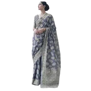 Women_s_Lucknowi_Chikankari_Linen_cotton_Woven_Sarees