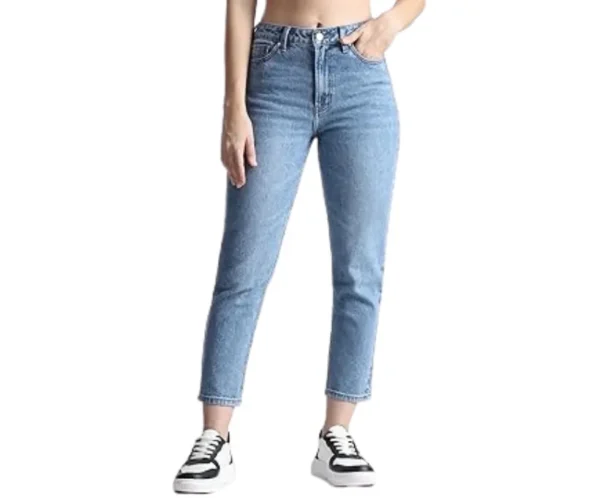 Women's Cotton Jeans, Mid Rise Straight Fit Blue, ONLY