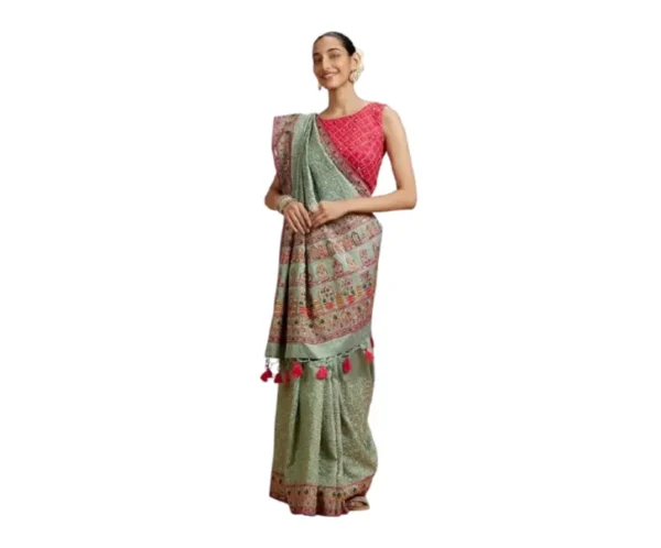 Women's Silk Floral Embroidered Saree, MOHEY