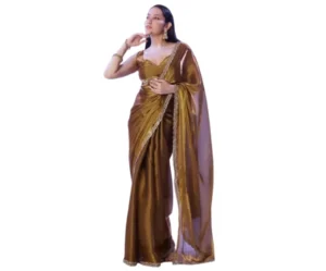 Women's Silk Lace Border Saree with Unstitched Blouse, SIRIL