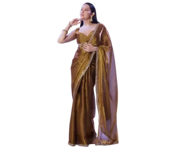 Women's Silk Lace Border Saree with Unstitched Blouse, SIRIL