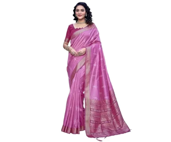 Women's Silk Weaving Saree with Blouse, Satrani