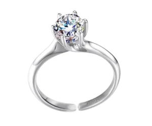 925 Sterling Silver Adjustable Solitaire Ring, HighSpark