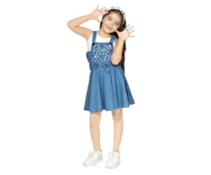 Girls’ Denim Pinafore Dress, Naughty Ninos