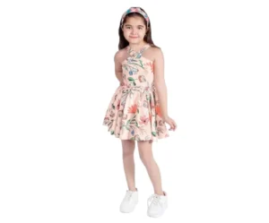 Girls' Pink Floral Dress, Naughty Ninos