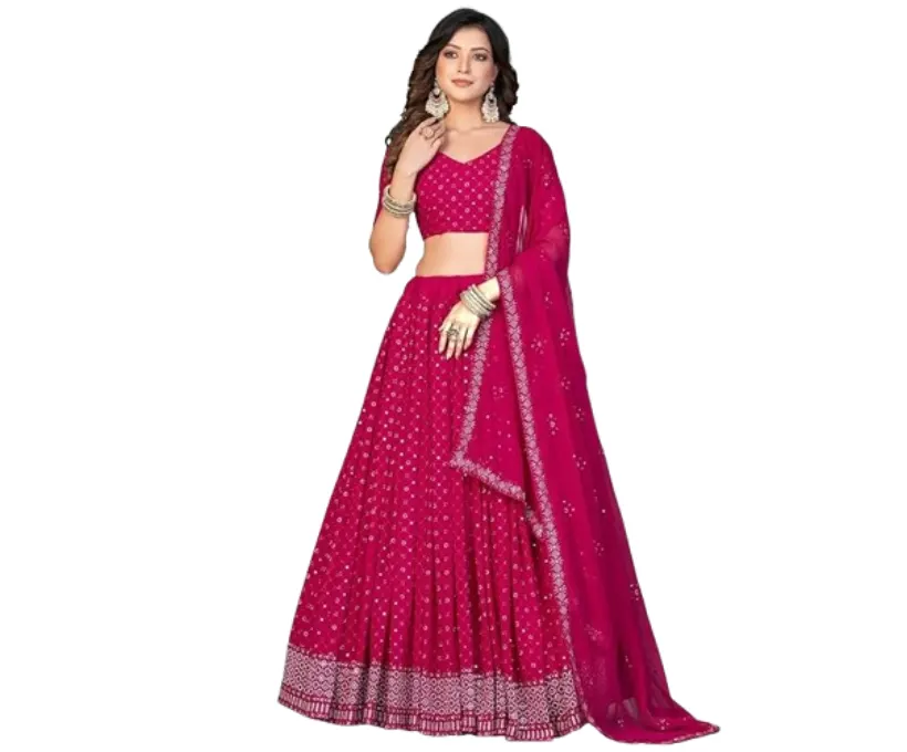 Matrubhi Embroidery & Sequins Work Georgette Lehenga Choli with Dupatta