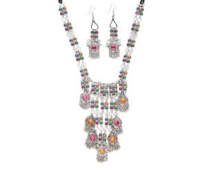 Oxidised Silver Boho Necklace Jewellery Set, Shining Diva
