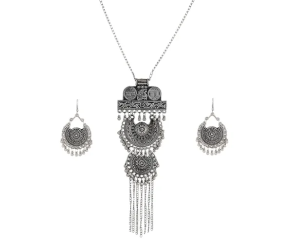Oxidised Silver Necklace Jewellery Set, Shining Diva
