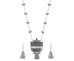 Oxidised Silver Traditional Necklace Set, Shining Diva