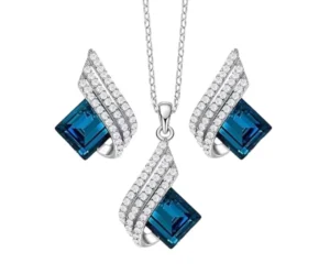 Platinum Crystal Necklace Set, Shining Diva Angel Wings