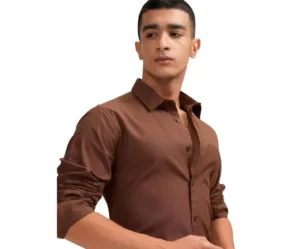 Poly-Cotton Solid Formal Shirt, Long Sleeves, Highlander