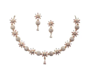 Rhodium-Plated American Diamond Necklace Set, ZENEME