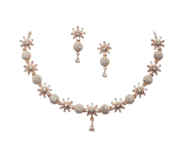 Rhodium-Plated American Diamond Necklace Set, ZENEME