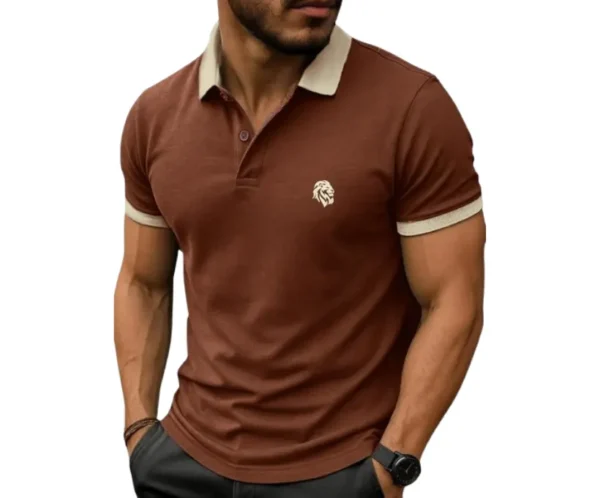 Solid Polo Neck Matty T-Shirt, LEOTUDE
