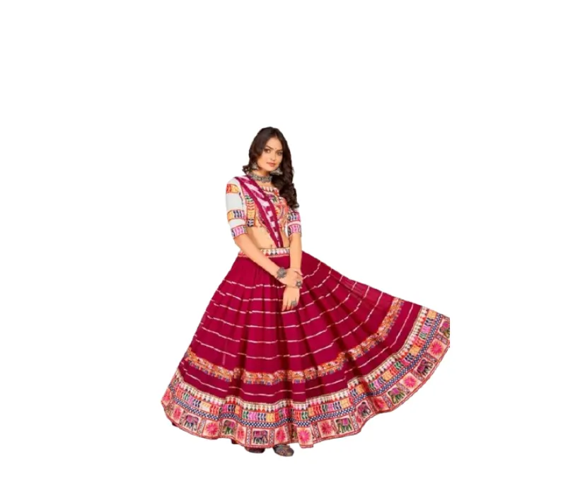 Warthy ENT Pink Mono Silk & Georgette Embroidered Lehenga Choli for Dandiya Nights