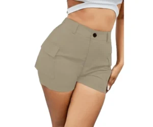 Women’s High Waist Cargo Shorts with Flap Pockets