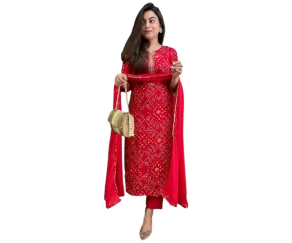 Women's Printed Kurta Set with Pant & Dupatta, GoSriKi