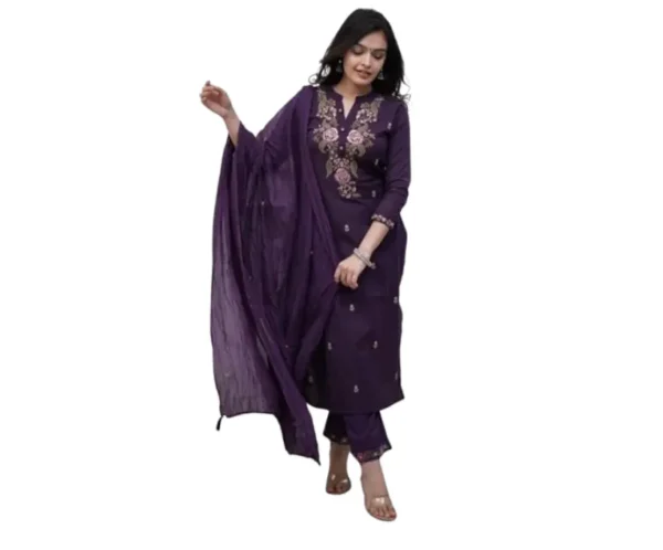 Women's Rayon Kurta Set Chinon Dupatta, Morang