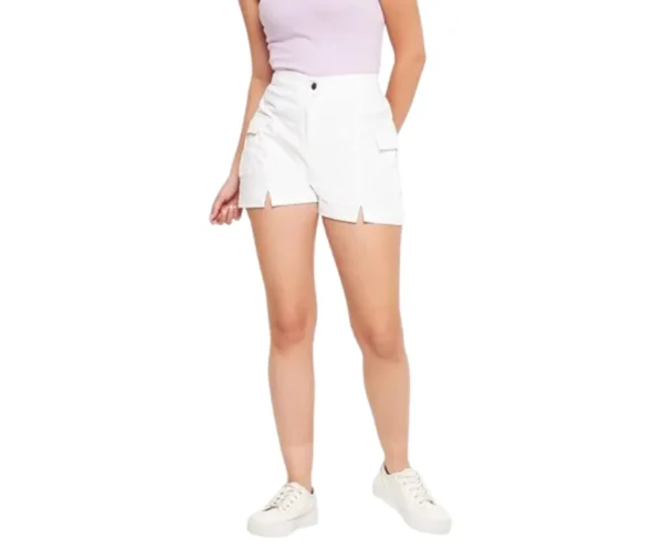 Women’s White Cotton Mini Shorts, WineRed