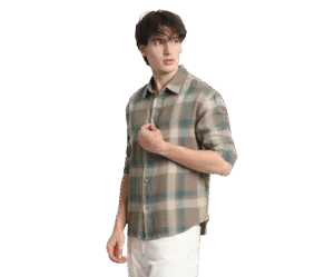 Men's Brown Checked Relaxed Fit Cotton Casual Shirt