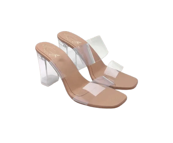 Stylish Trasparent Detailed Block Heels For Women & Girls Stylish Trasparent Detailed Block Heels For Women & Girls